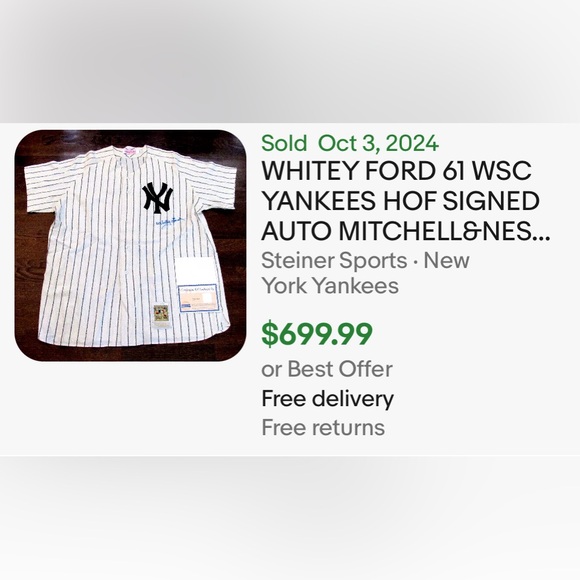 WHITEY FORD YANKEES HOF  SIGNED AUTO JERSEY MAJESTIC AUTHENTIC BY GLOBAL - Picture 12 of 12